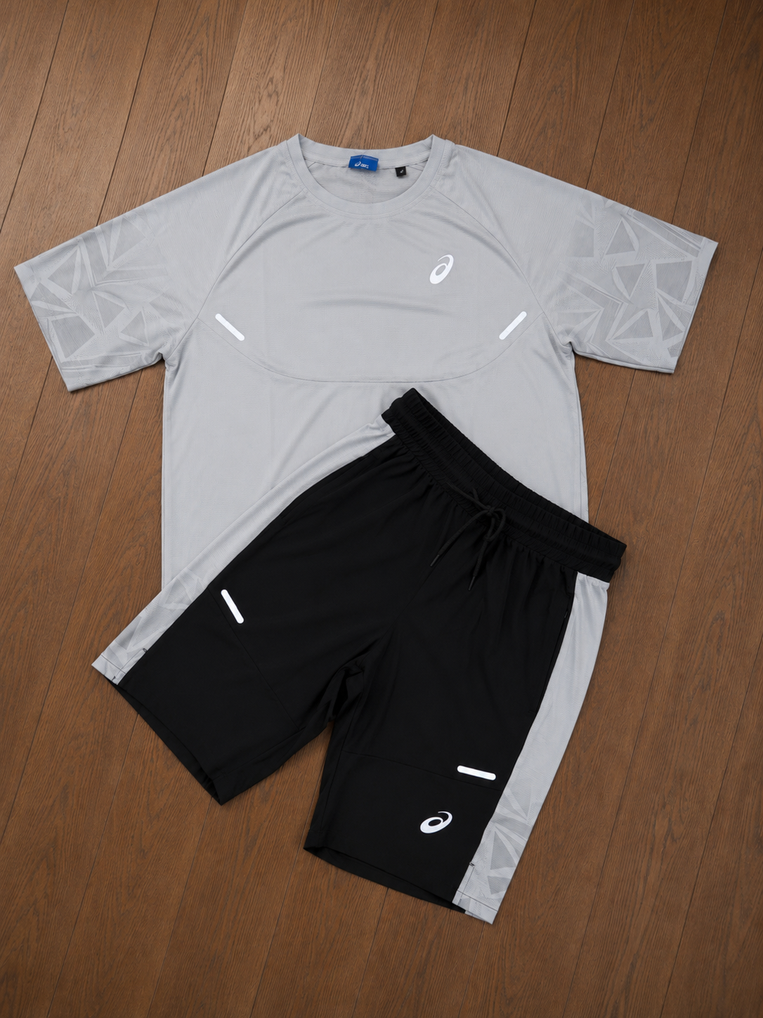 ASICS SHORT SET - BLACK/LIGHT GREY