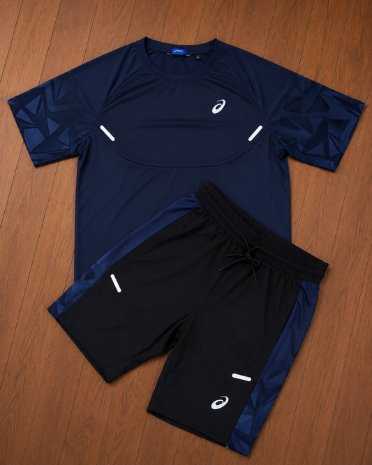ASICS SHORT SET - BLACK/NAVY
