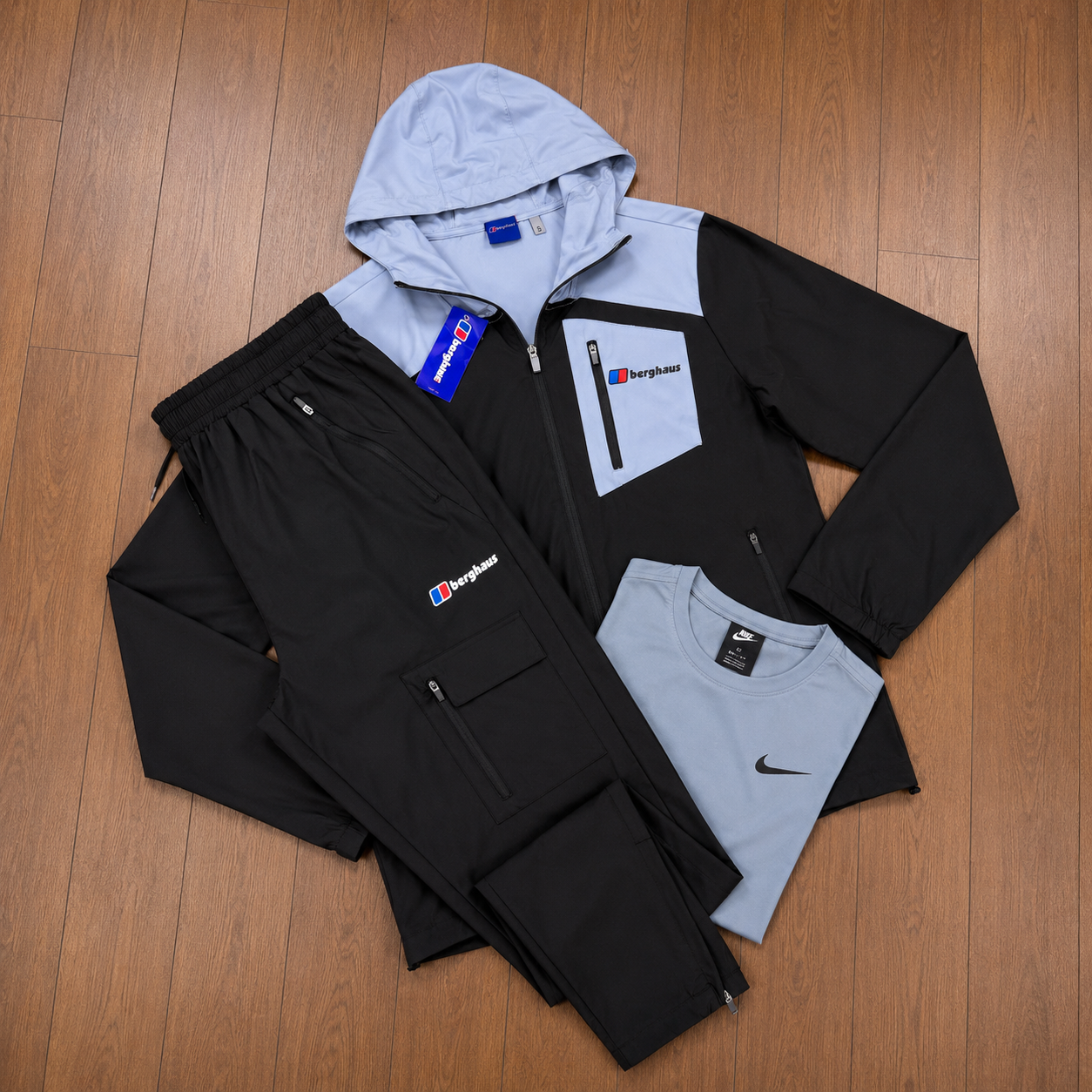 BERGHUAS TRACKSUIT SET - SKY BLUE/BLACK