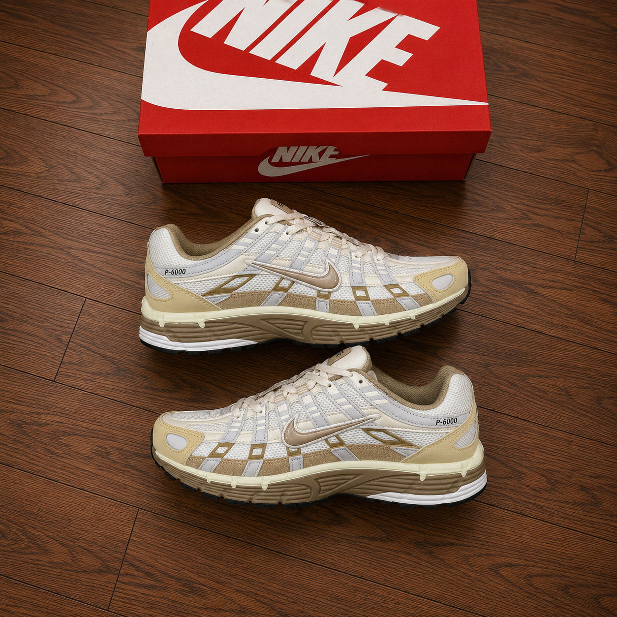 NIKE P6000 RUNNERS - WHITE/BEIGE/BROWN